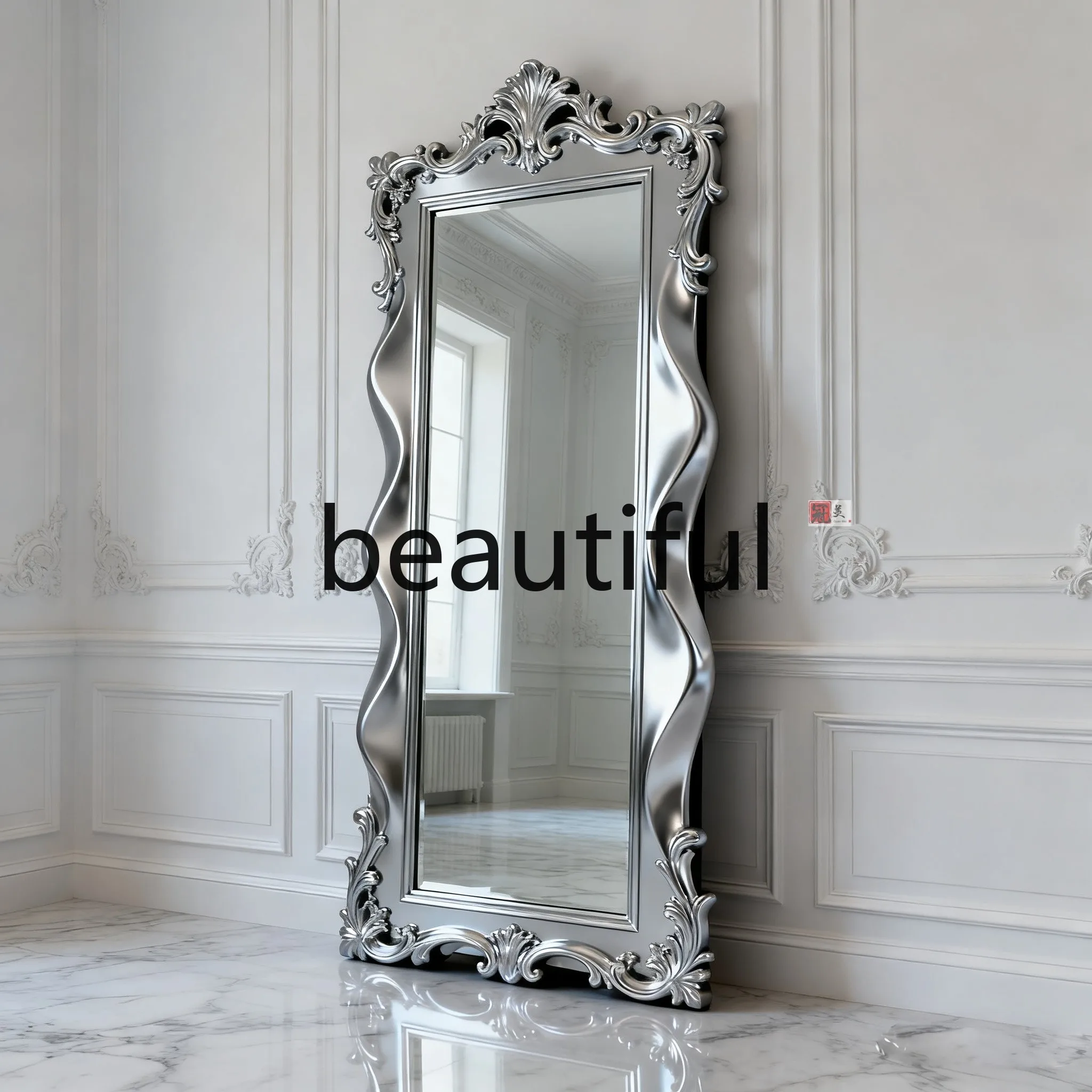 French light luxury carved full-length mirror retro full-length mirror clothing store high-end floor fitting mirror 
French light luxury carved full-length mirror retro full-length mirror clothing store high-end floor fitting mirror