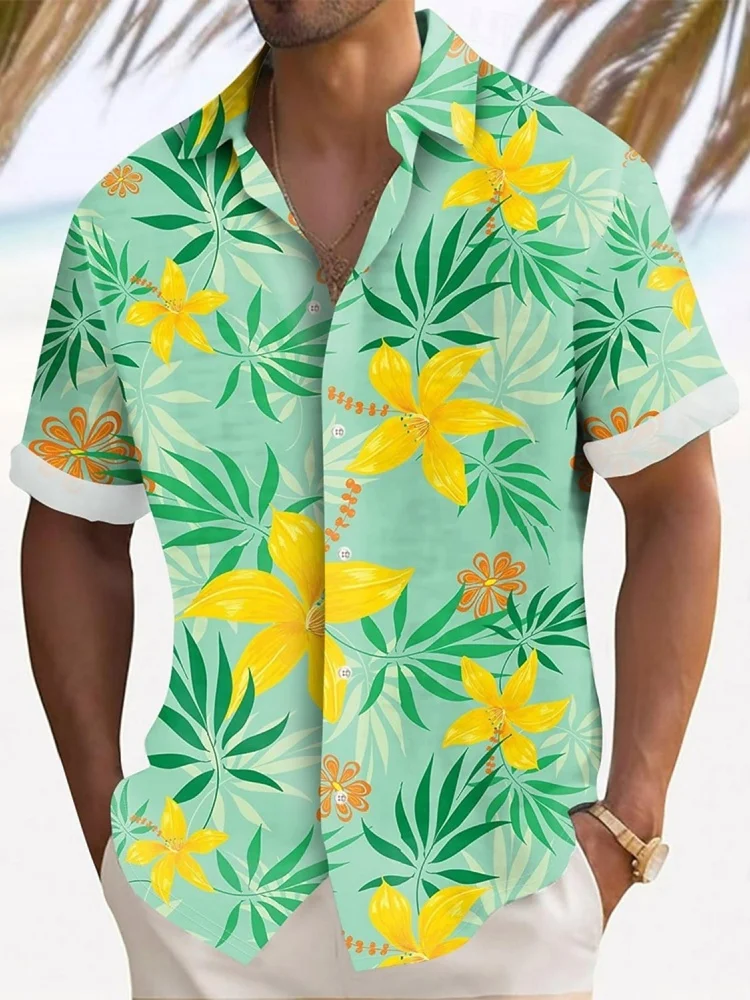 3D Palm Leaf Printed Men's Shirt Top Hawaiian Seaside Vacation Men's Casual Shirt Summer Beach Surfing Men's Short-sleeved Shirt
3D Palm Leaf Printed Men's Shirt Top Hawaiian Seaside Vacation Men's Casual Shirt Summer Beach Surfing Men's Short-sleeved Shirt