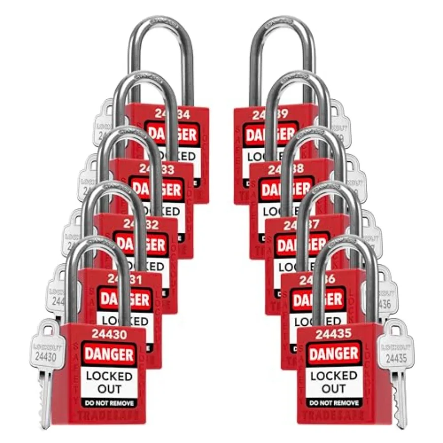 Lockout Tagout Locks Set - 10 Loto Locks, Lockout Locks Keyed Different,,OSHA Compliant Lock Out Tag Out Padlocks, Safety Padlo
Lockout Tagout Locks Set - 10 Loto Locks, Lockout Locks Keyed Different,,OSHA Compliant Lock Out Tag Out Padlocks, Safety Padlo