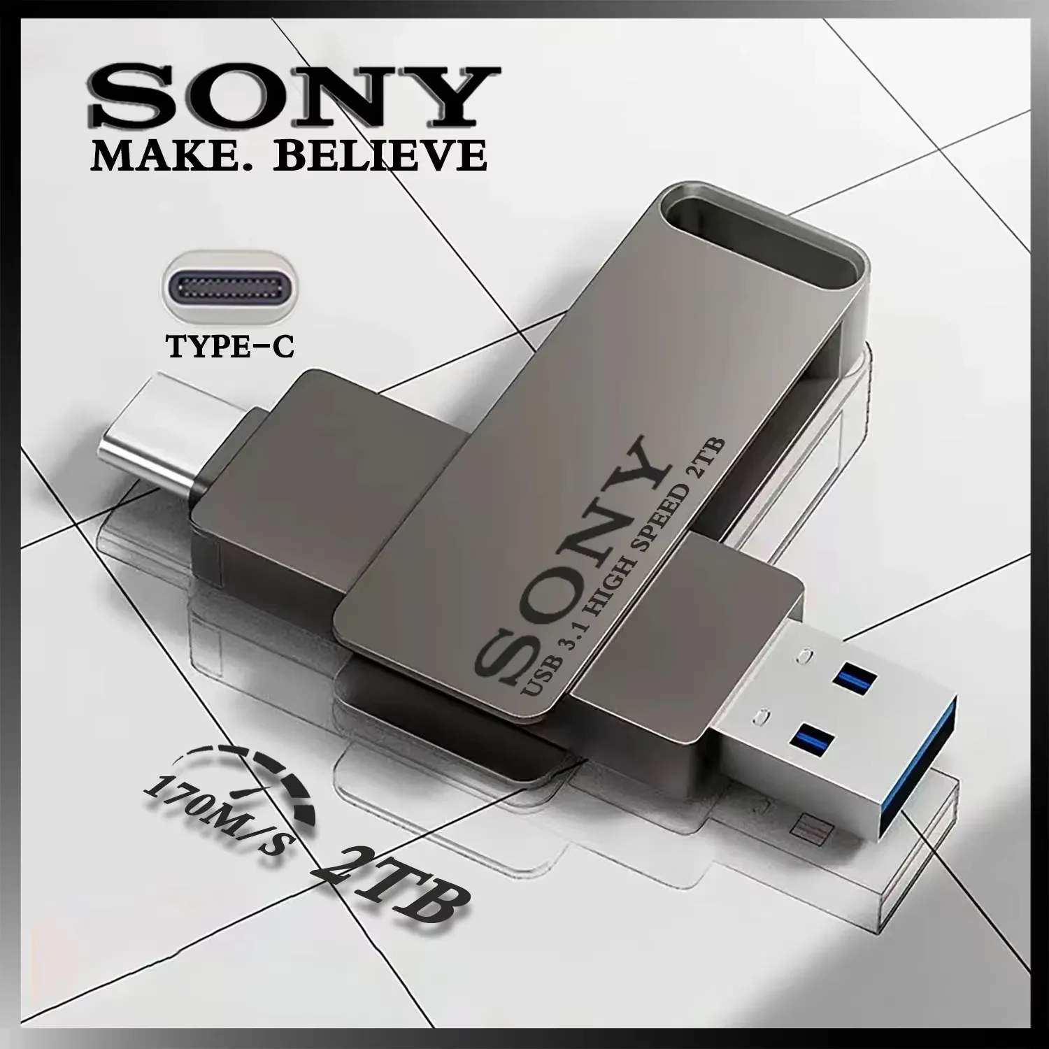 SONY 2TB Original PenDrive High Speed Type-C Flash Drives 1TB Metal Pendrive 512GB 128GB Portable OTG USB-C Dual Use Flash Disk
SONY 2TB Original PenDrive High Speed Type-C Flash Drives 1TB Metal Pendrive 512GB 128GB Portable OTG USB-C Dual Use Flash Disk