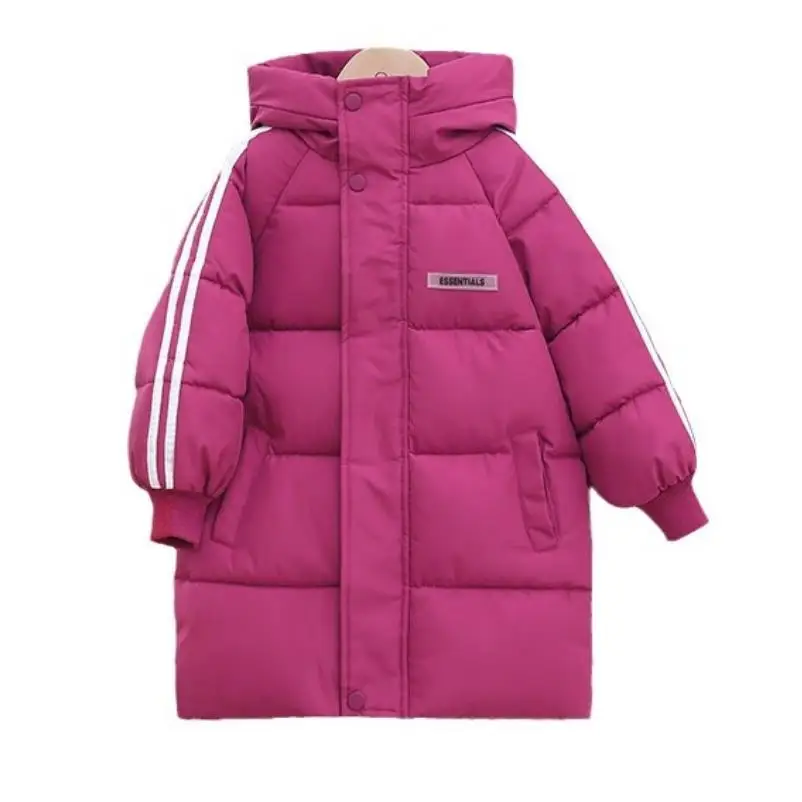 Children's Korean version winter down jacket boys' thick striped medium length hooded jacket girls' windproof and warm jacket
Children's Korean version winter down jacket boys' thick striped medium length hooded jacket girls' windproof and warm jacket