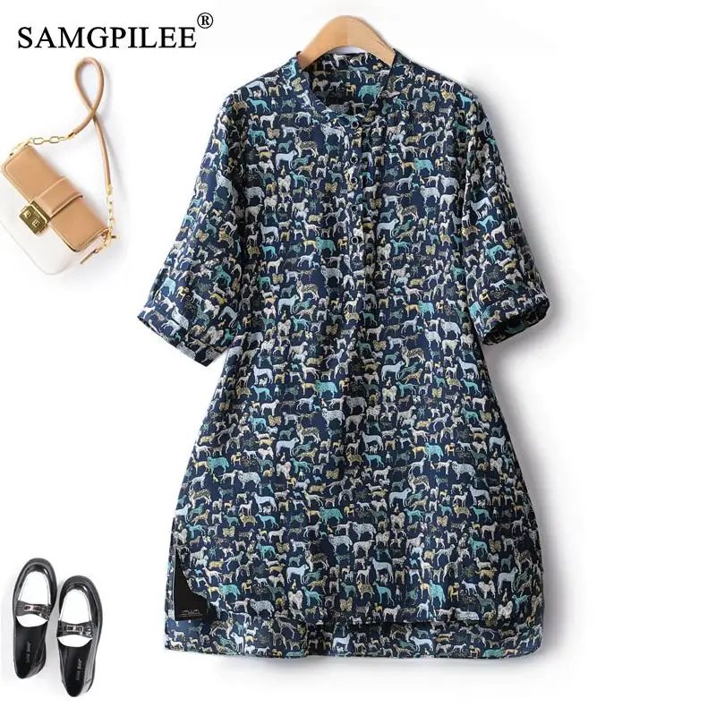 Summer New Dresses For Women 2023 Stand Collar Loose Chiffon Thin Animal Pattern A Line Korean Fashion Female Dress Woman 4XL
Summer New Dresses For Women 2023 Stand Collar Loose Chiffon Thin Animal Pattern A Line Korean Fashion Female Dress Woman 4XL