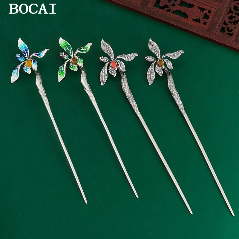 BOCAI fashion jewelry S925 silver antique natural stone The original flowers hair clasp restoring ancient ways
BOCAI fashion jewelry S925 silver antique natural stone The original flowers hair clasp restoring ancient ways