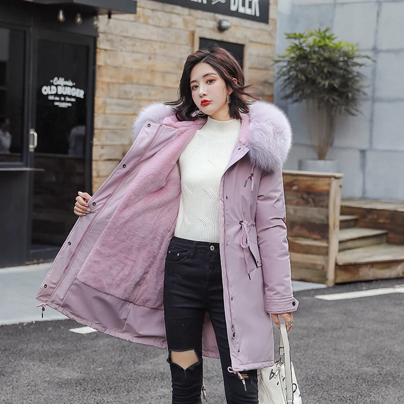 Pop Girls Winter Jacket Women Parkas Pink Rabbit Hair Lining Long Down Cotton Winter Coat Women Thickening Jacket Loose Coat
Pop Girls Winter Jacket Women Parkas Pink Rabbit Hair Lining Long Down Cotton Winter Coat Women Thickening Jacket Loose Coat