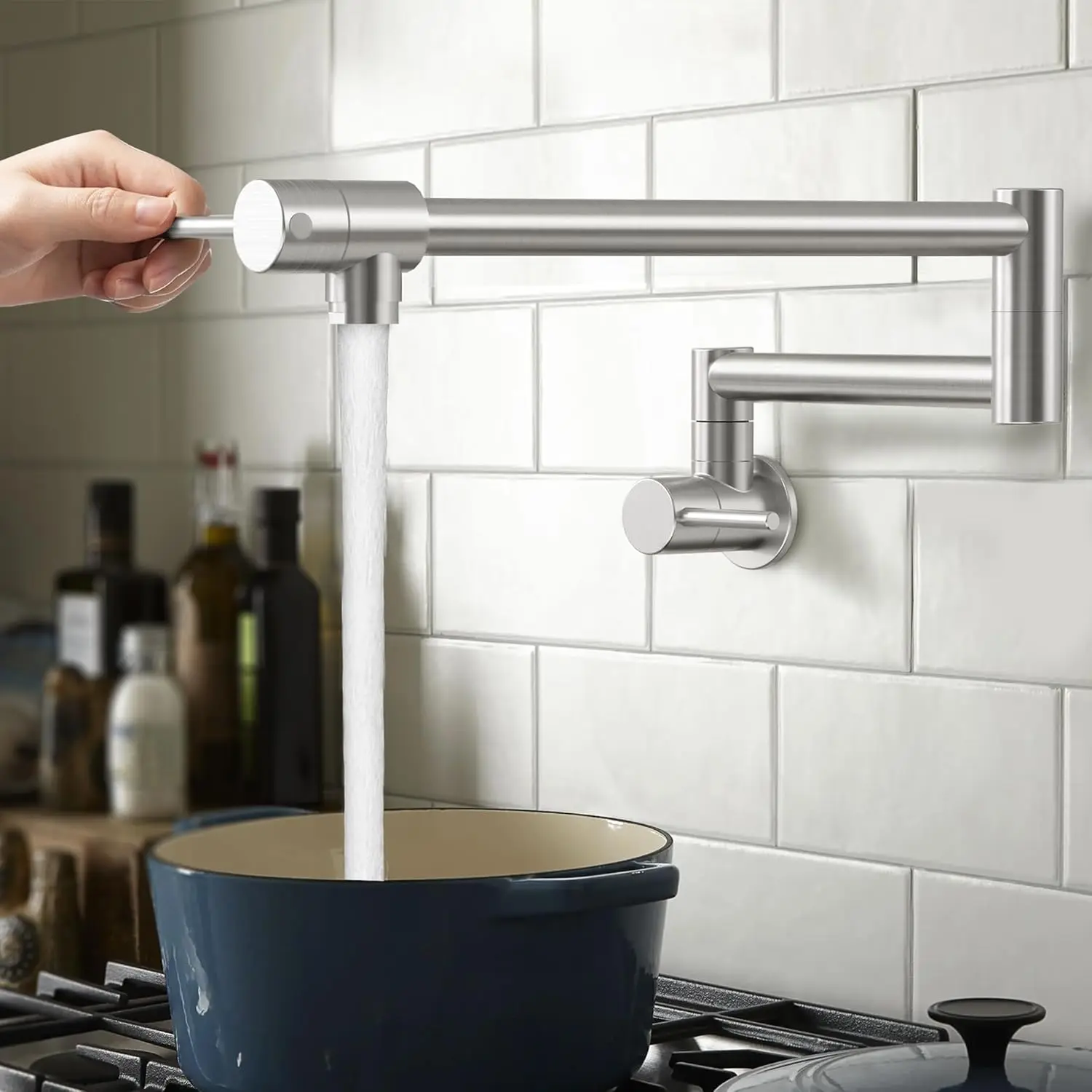 25.6" Pot Filler Faucet with Heat-Resistant Cartridge, Brushed Nickel, 360° Swing Arm, NSF Certified, Lead-Free Stainless Steel
25.6" Pot Filler Faucet with Heat-Resistant Cartridge, Brushed Nickel, 360° Swing Arm, NSF Certified, Lead-Free Stainless Steel