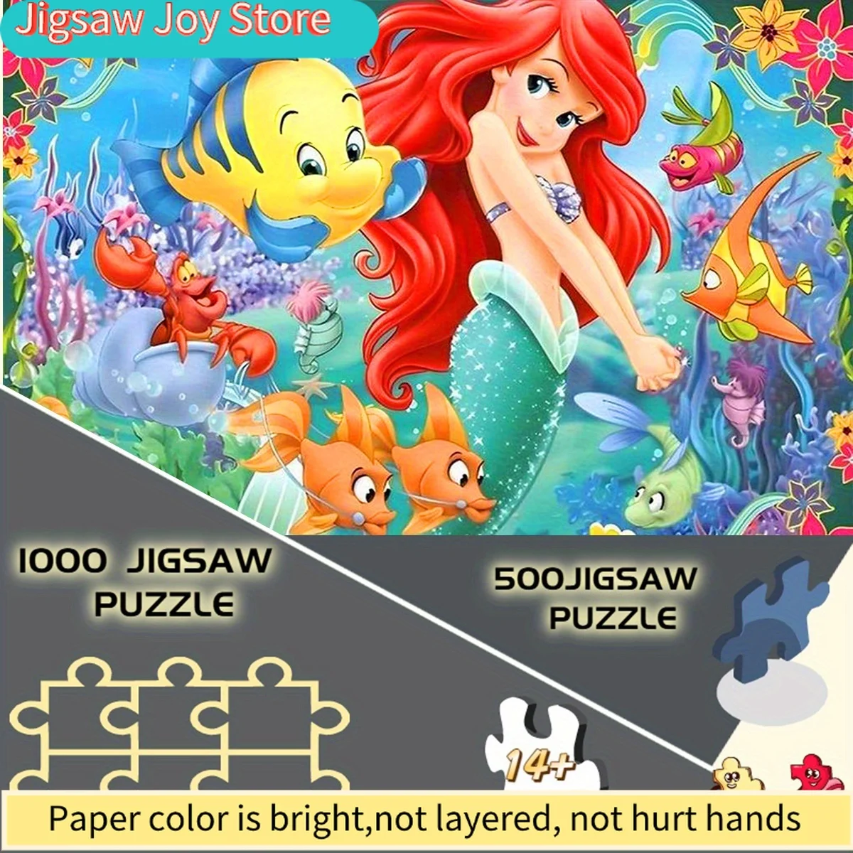 Пазл 500/Disney, DIY-пазл, из утолщенного белого картона, для взрослых, Русалочка и ее подводные друзья
Пазл 500/Disney, DIY-пазл, из утолщенного белого картона, для взрослых, Русалочка и ее подводные друзья