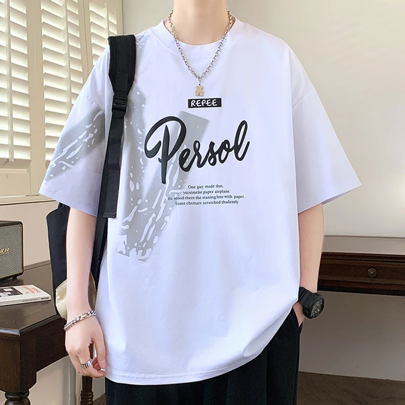 Motorcycle Summer Trendy Letter Printed Round Neck New Half-Sleeved Casual Men's Dropped Shoulder Sleeves Versatile and Loose
Motorcycle Summer Trendy Letter Printed Round Neck New Half-Sleeved Casual Men's Dropped Shoulder Sleeves Versatile and Loose