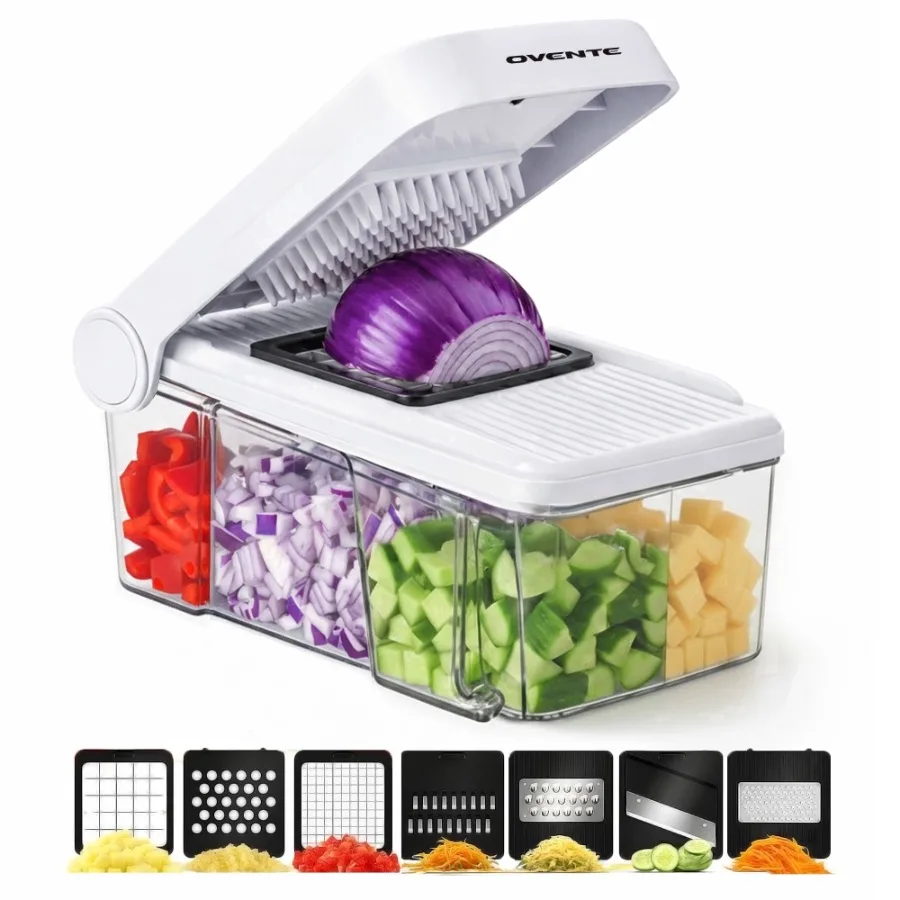 Vegetable Chopper and Mandoline Slicer 7-in-1 Multifunctional Kitchen Gadget and Food Cutter for Fruit Onion Potato Cucumber Ch
Vegetable Chopper and Mandoline Slicer 7-in-1 Multifunctional Kitchen Gadget and Food Cutter for Fruit Onion Potato Cucumber Ch
