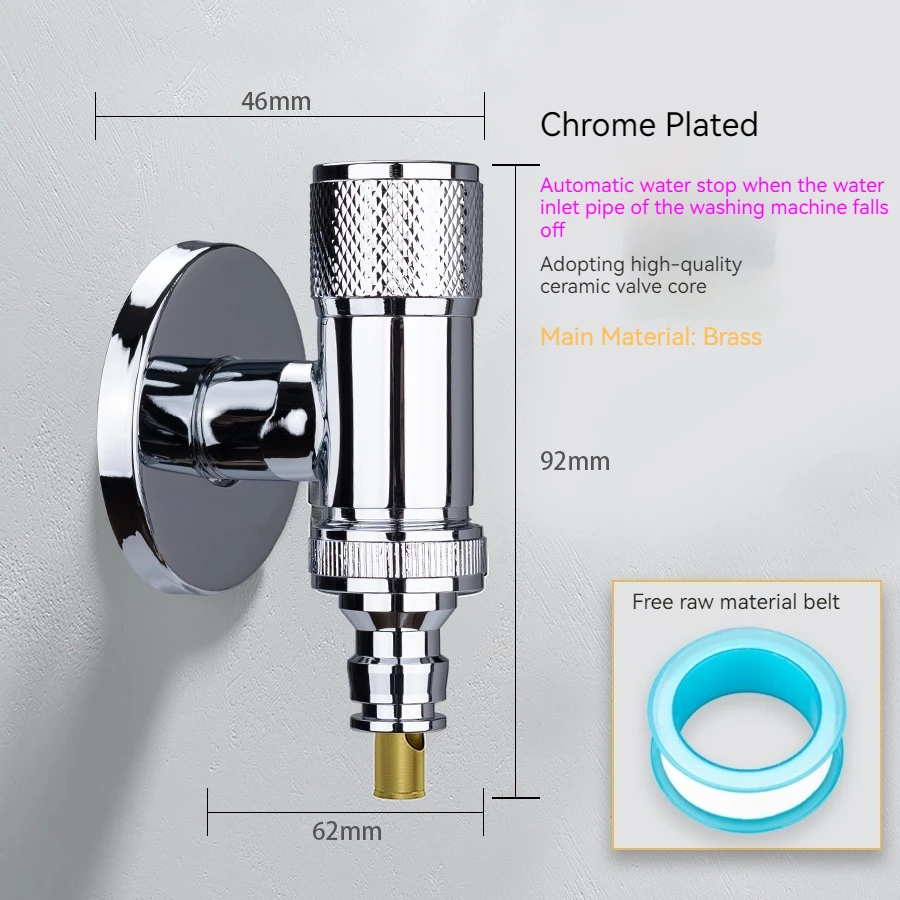 Using High-Quality Ceramic Valve Core Special Angle Valve for Washing Machines, Can Automatically Stop Water, Chrome Plated
Using High-Quality Ceramic Valve Core Special Angle Valve for Washing Machines, Can Automatically Stop Water, Chrome Plated