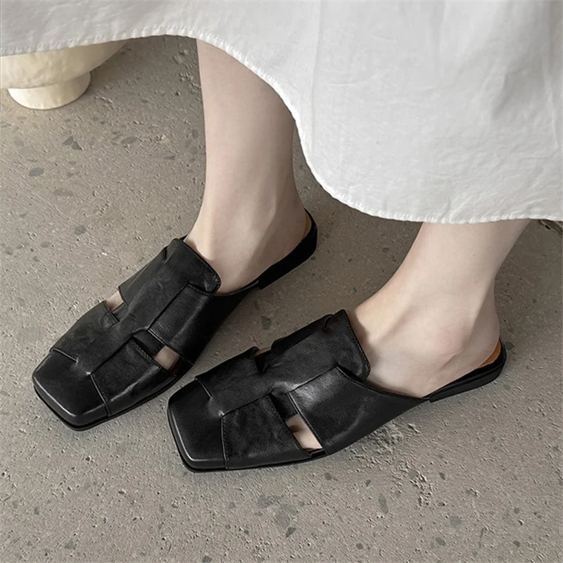 Mules Weave Cow Leather Low Heels Slippers Women Covered Toe Natural Leather Casual Slippers Female Daily Walk Slippers QN23
Mules Weave Cow Leather Low Heels Slippers Women Covered Toe Natural Leather Casual Slippers Female Daily Walk Slippers QN23