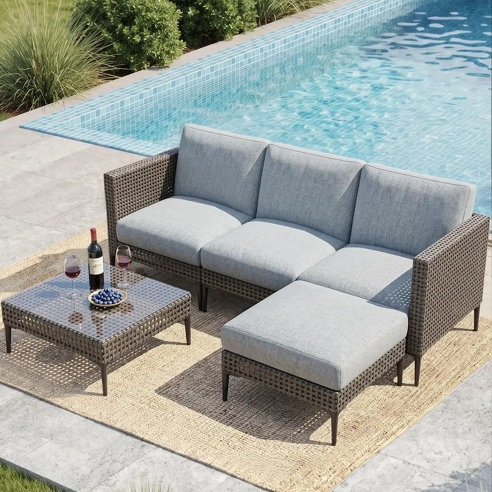 5 Pieces Outdoor Patio Conversation Set Rattan LShaped Corner Sofa Comfortable Thickening Cushions for Garden, Balcony,Weatherp
5 Pieces Outdoor Patio Conversation Set Rattan LShaped Corner Sofa Comfortable Thickening Cushions for Garden, Balcony,Weatherp