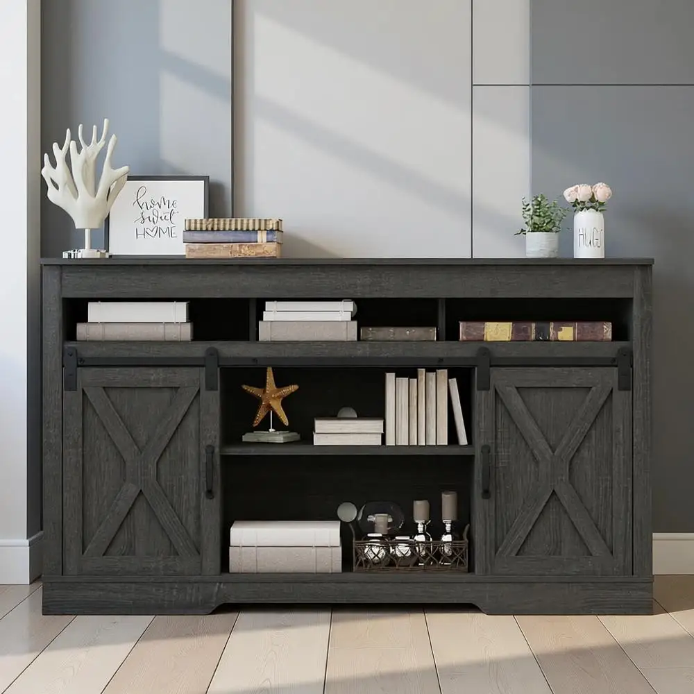 65+ Inch TV Stand, 34 Tall Sliding Barn Door Entertainment Center, Rustic Wood Media Storage Cabinet for Living Room, Bedroom (G
65+ Inch TV Stand, 34 Tall Sliding Barn Door Entertainment Center, Rustic Wood Media Storage Cabinet for Living Room, Bedroom (G