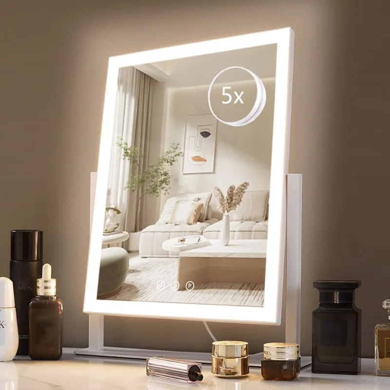 Lighted Makeup Mirror, Hollywood Vanity Mirror with Lights, Three Color Lighting Modes, and 5X Magnification Mirror, Smart Touch
Lighted Makeup Mirror, Hollywood Vanity Mirror with Lights, Three Color Lighting Modes, and 5X Magnification Mirror, Smart Touch