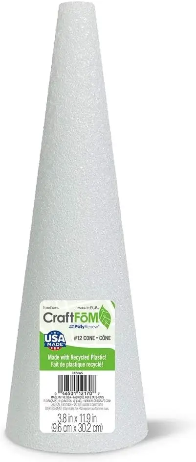 White Craft Foam Cone 3.8x11.9 Inches for DIY Projects, Lightweight & Easy to Shape
White Craft Foam Cone 3.8x11.9 Inches for DIY Projects, Lightweight & Easy to Shape
