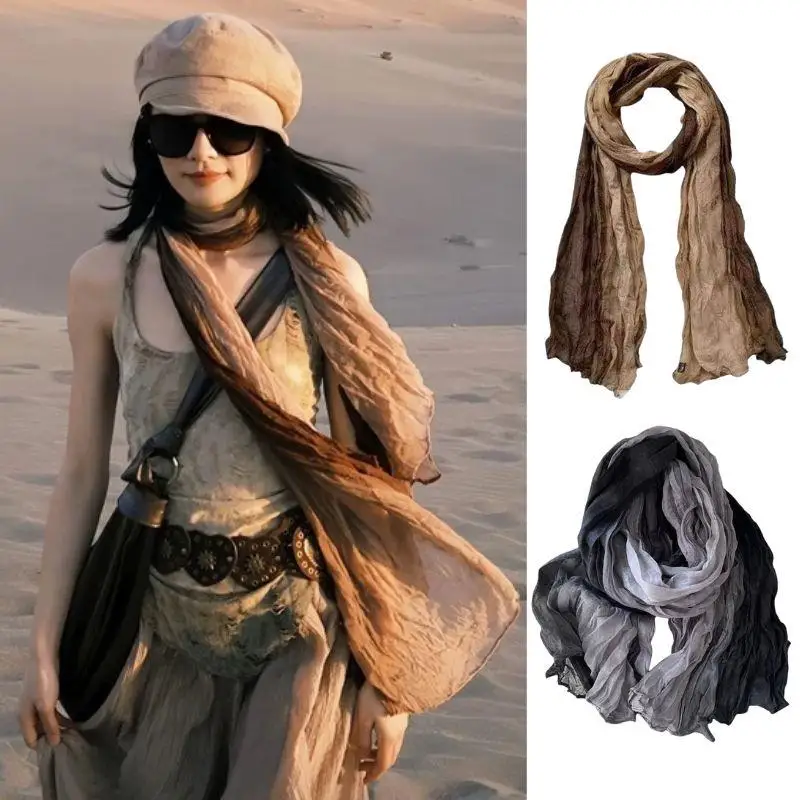 180x90cm Scarf Gradient Cotton Hemp Scarf Blue Autumn Winter Pleated Shawl Long Fold Wrinkle Scarves Soft Tie-dye Headscarf
180x90cm Scarf Gradient Cotton Hemp Scarf Blue Autumn Winter Pleated Shawl Long Fold Wrinkle Scarves Soft Tie-dye Headscarf