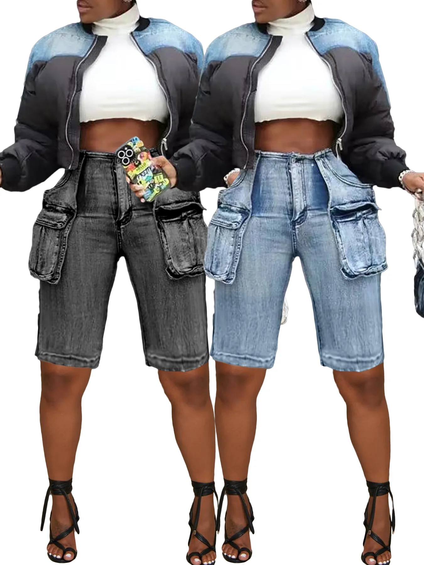 2025 Summer Woman Denim Shorts High Waist Pencil Jeans Fashionable Pockets Washed Casual Shorts Streetwear
2025 Summer Woman Denim Shorts High Waist Pencil Jeans Fashionable Pockets Washed Casual Shorts Streetwear