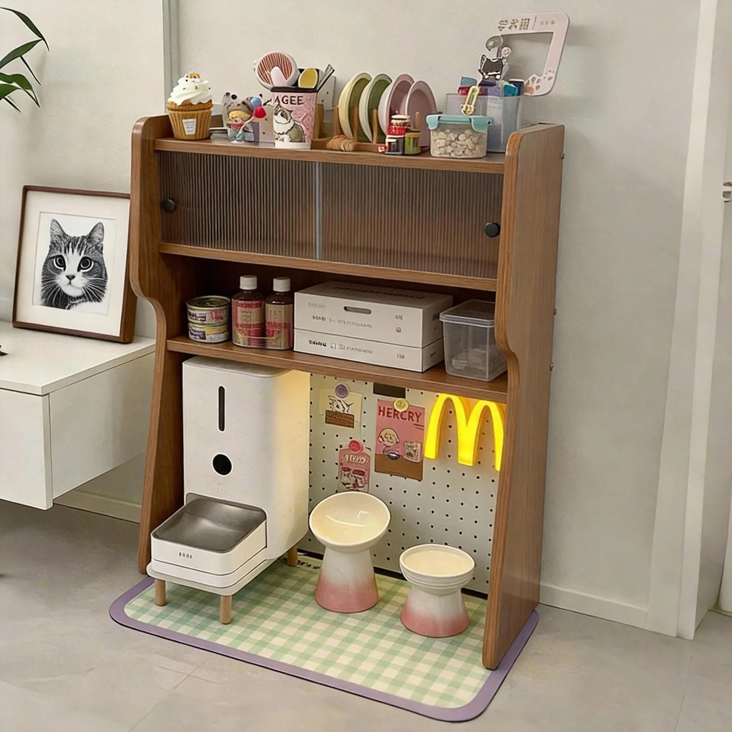 Canteen Shelf Cat litter box Above shelf Balcony Under empty cat food Canned snacks Storage rack
Canteen Shelf Cat litter box Above shelf Balcony Under empty cat food Canned snacks Storage rack