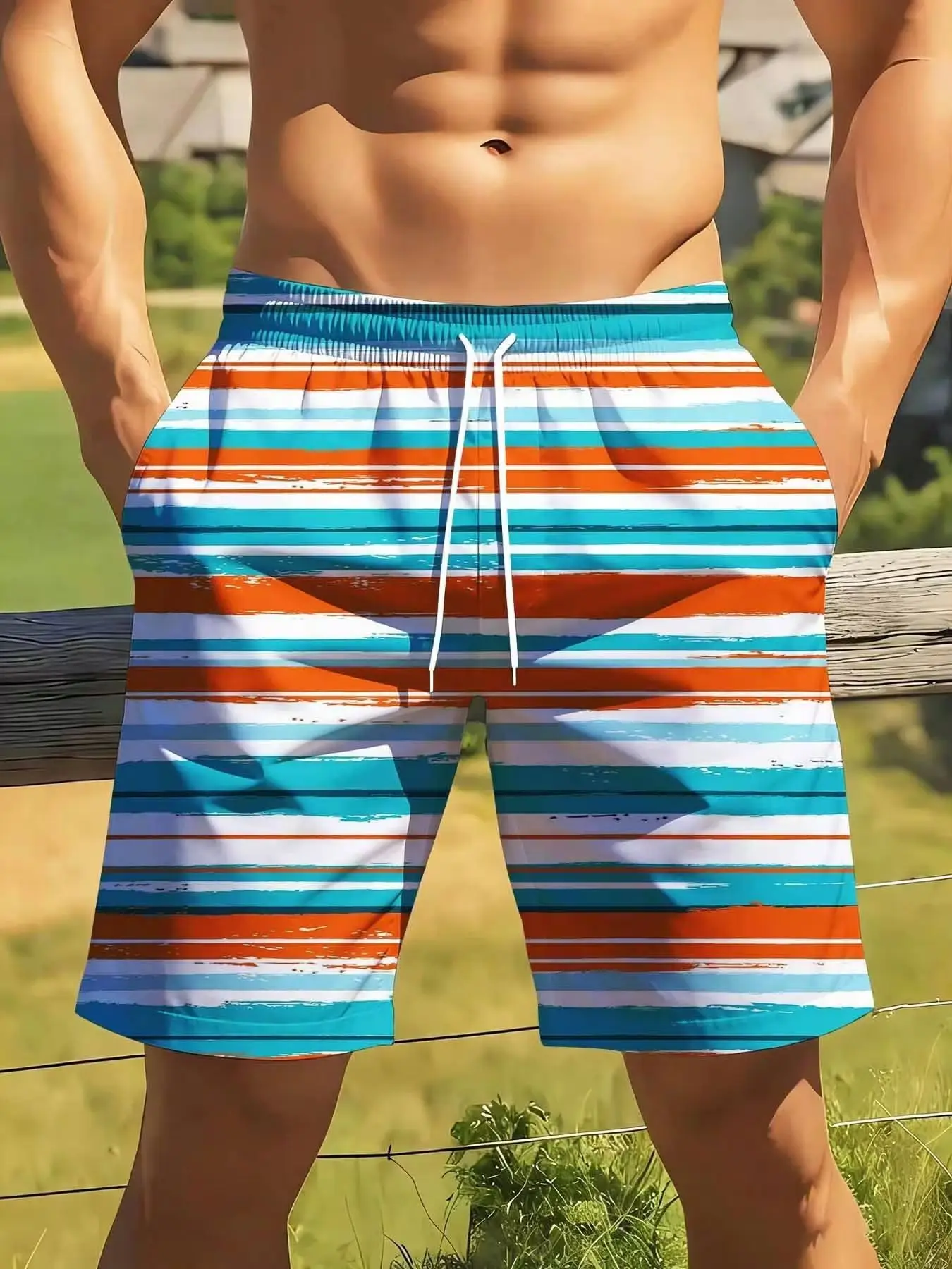Men's Striped Swim Trunks Quick Dry Beach Shorts For Summer Outdoor Activities And Vacation Wear
Men's Striped Swim Trunks Quick Dry Beach Shorts For Summer Outdoor Activities And Vacation Wear