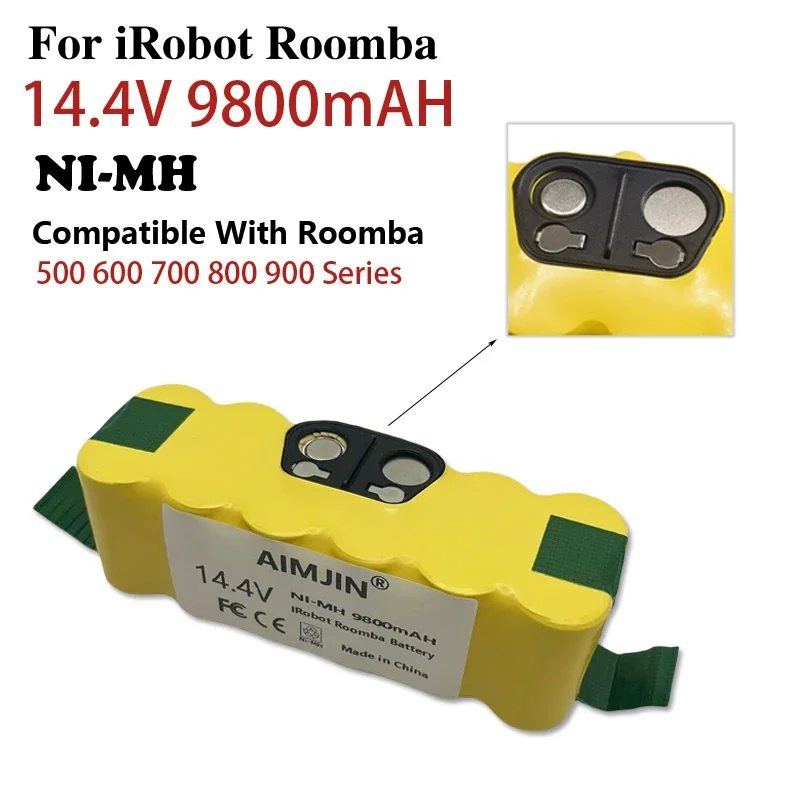 14.4V 9800mAh Ni-MH Rechargeable Vacuum Cleaner Battery Compatible with iRobot Roomba 500 Series 600 Series 700 Series 800 Serie
14.4V 9800mAh Ni-MH Rechargeable Vacuum Cleaner Battery Compatible with iRobot Roomba 500 Series 600 Series 700 Series 800 Serie