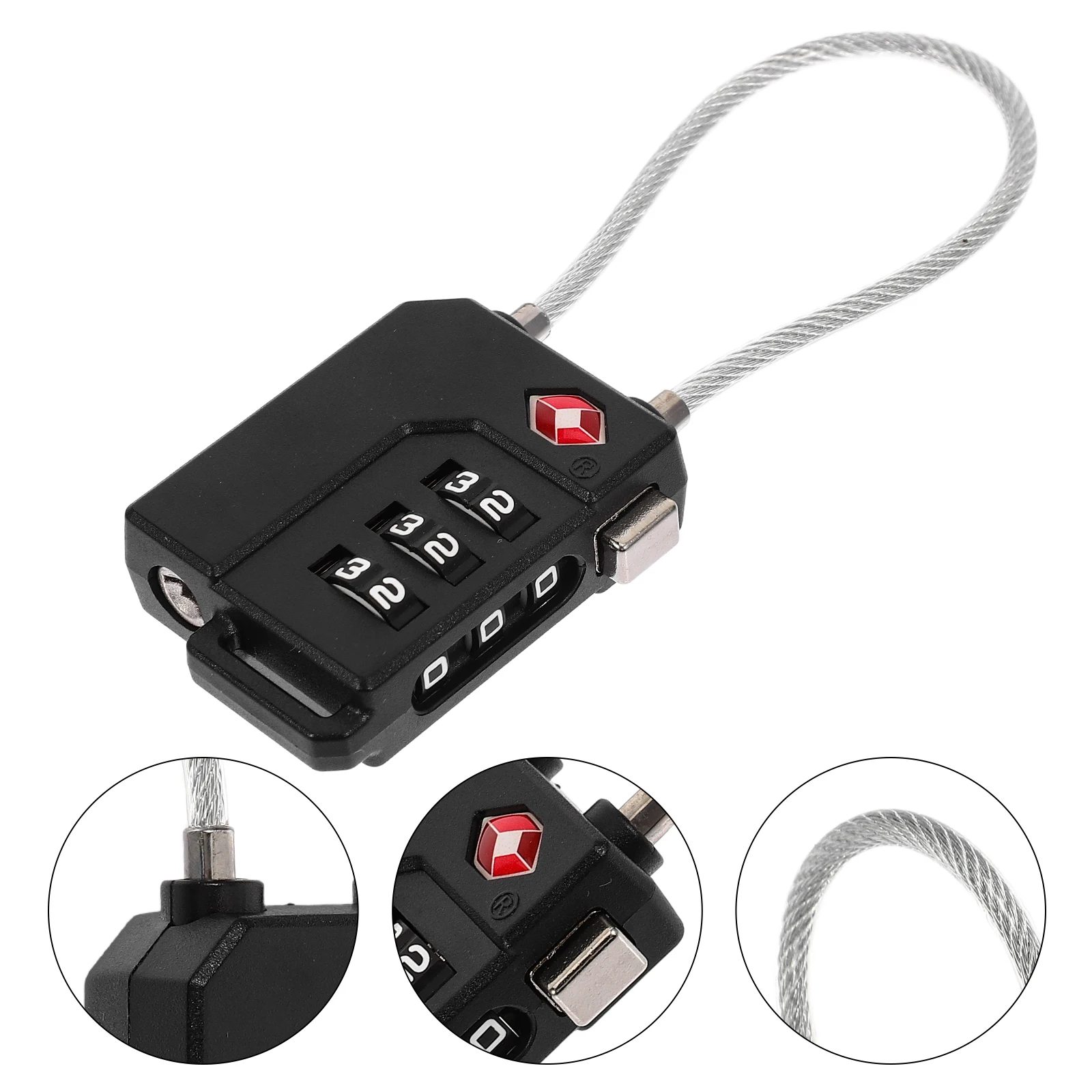 TSA Approved Combination Black PC 91x36x19mm Portable Luggage Cable Luggage Lock Cable Lock Password Security
TSA Approved Combination Black PC 91x36x19mm Portable Luggage Cable Luggage Lock Cable Lock Password Security