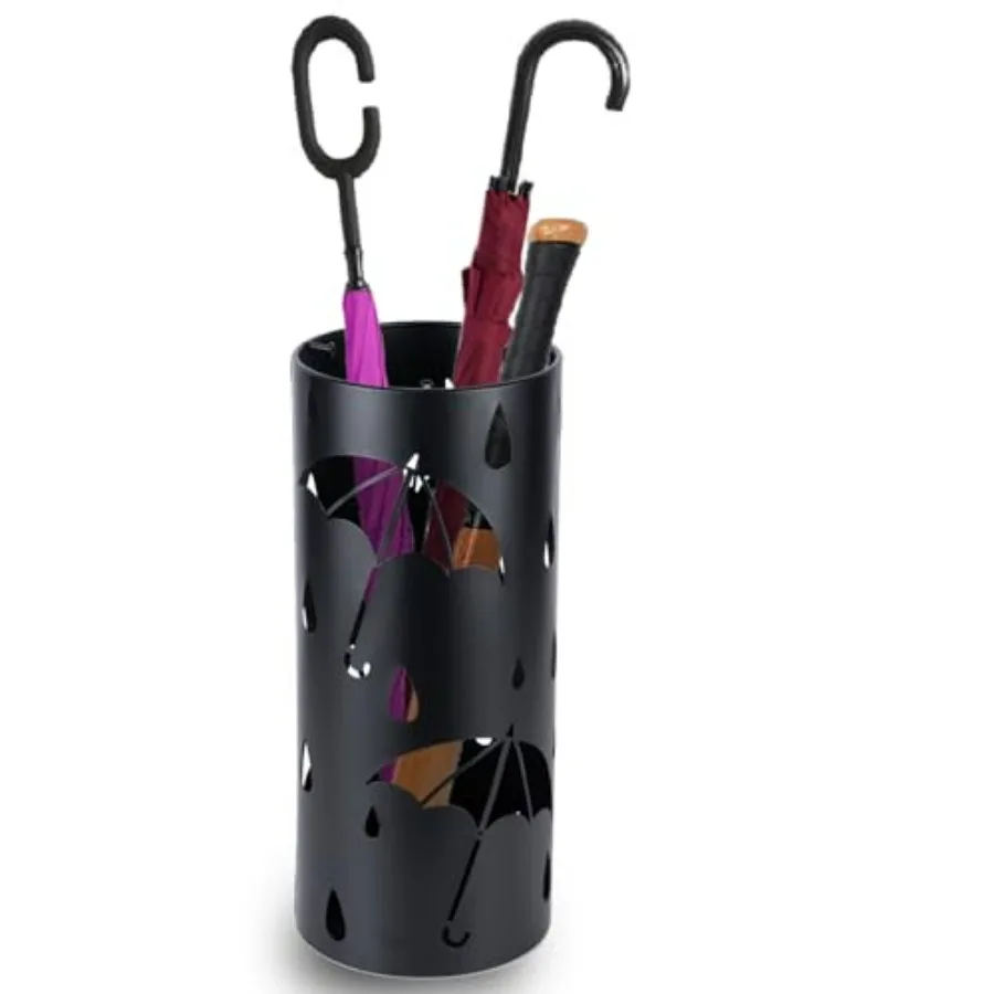 Черная круглая металлическая подставка для зонтов для прихожей, отдельно стоящий органайзер для зонтов с 3 крючками для трости, идеально подходит для h
Черная круглая металлическая подставка для зонтов для прихожей, отдельно стоящий органайзер для зонтов с 3 крючками для трости, идеально подходит для h