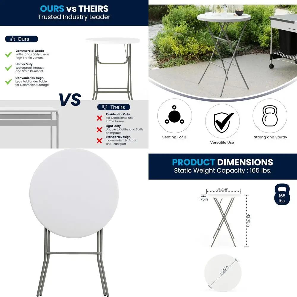 Набор из 4 белых пластиковых барных столов для вечеринок в помещении/на улице и коммерческих мероприятий
Набор из 4 белых пластиковых барных столов для вечеринок в помещении/на улице и коммерческих мероприятий