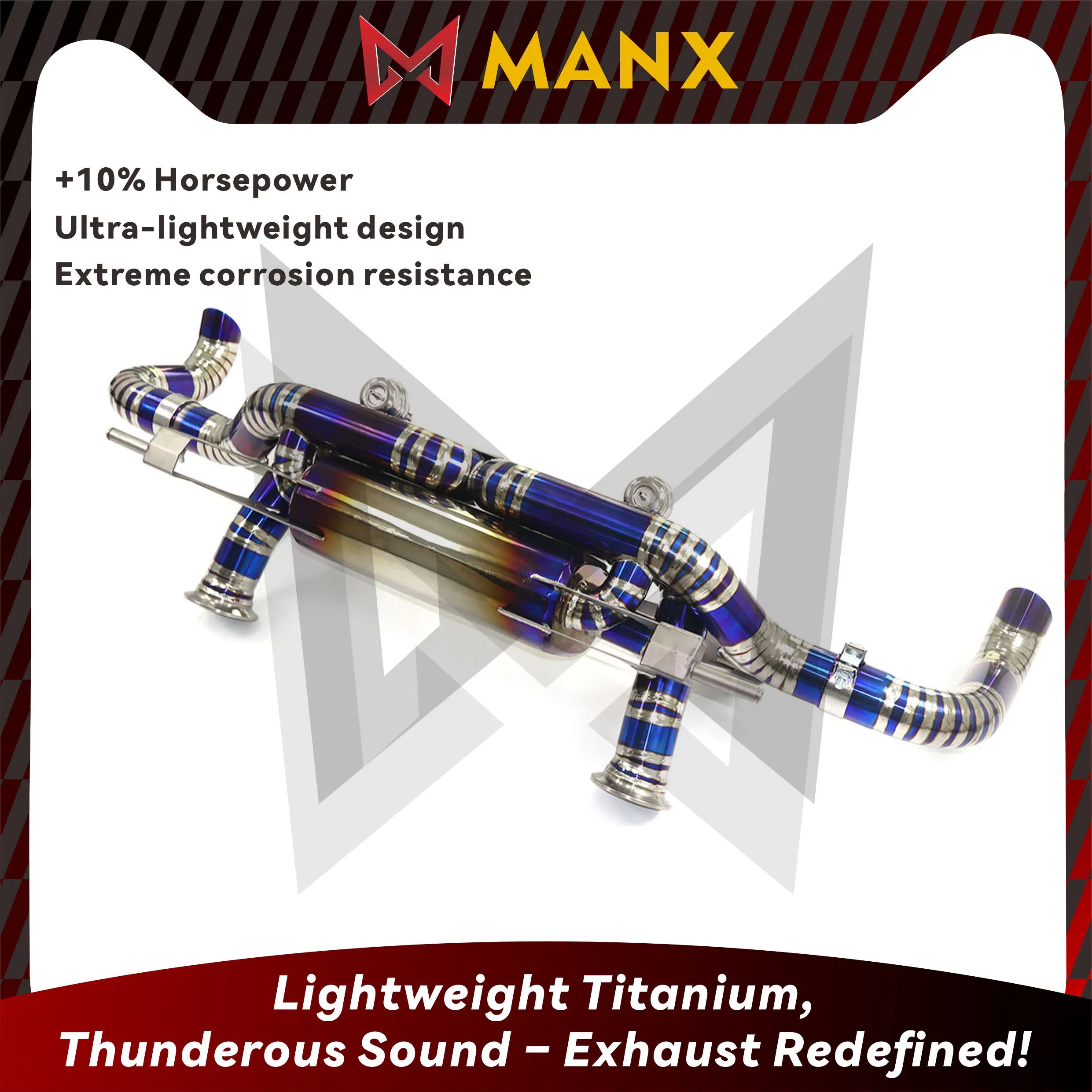 MANX Titanium Alloy Catback Exhaust System For Audi R8 V10 5.2L 2022+ high Performance Exhaust mufflers
MANX Titanium Alloy Catback Exhaust System For Audi R8 V10 5.2L 2022+ high Performance Exhaust mufflers