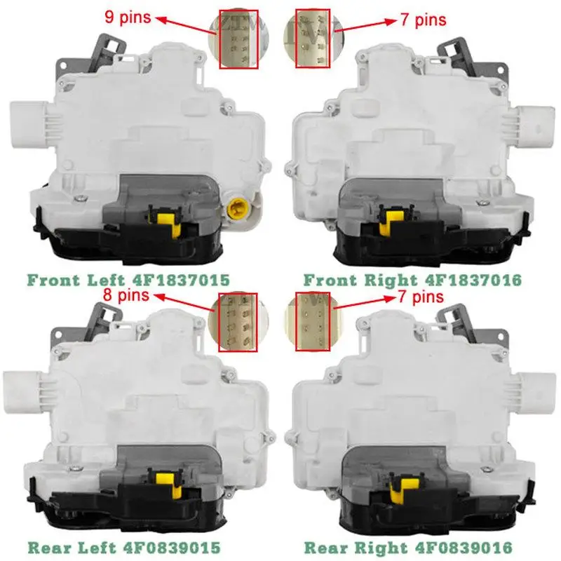 For AUDI A3 A6 8P1 8P7 C6 A8 R8 For SEAT Exeo Door Lock Actuator Front Rear Left Right 4F1837015G 4F1837016 4F0839015 4F0839016
For AUDI A3 A6 8P1 8P7 C6 A8 R8 For SEAT Exeo Door Lock Actuator Front Rear Left Right 4F1837015G 4F1837016 4F0839015 4F0839016