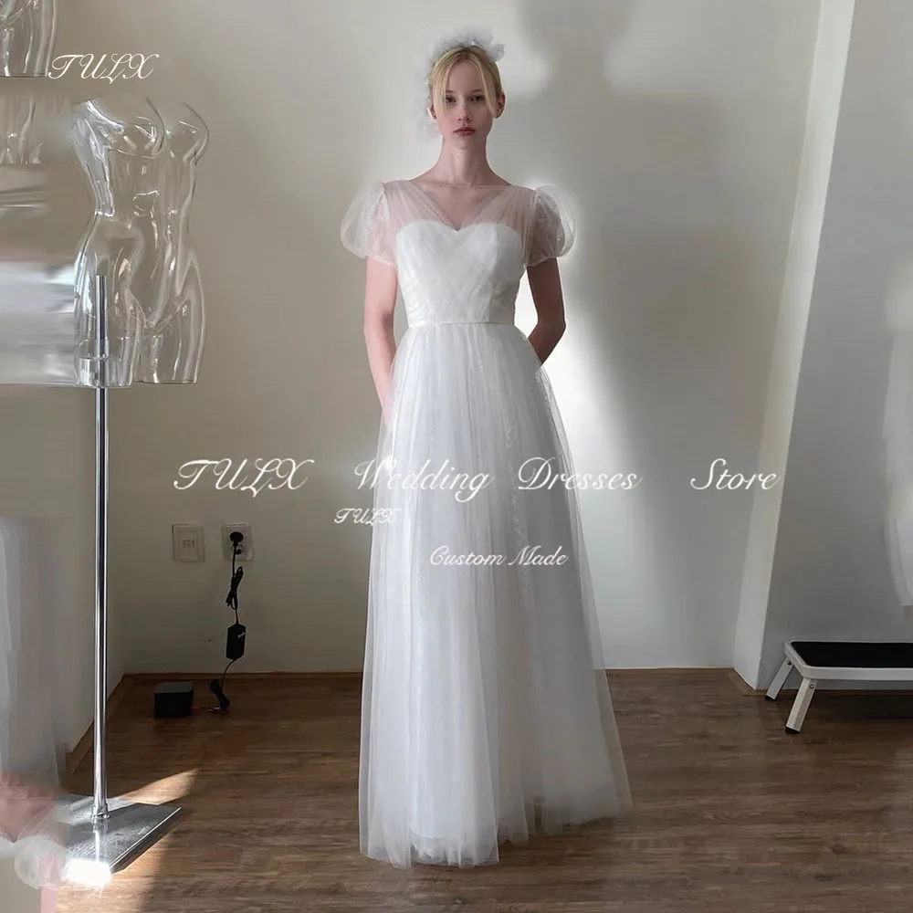 TULX Simple V Neck Wedding Photo Shoot Dress Tulle Puff Sleeve Korea Bridal Gowns A line Floor Length Corset 웨딩드레스 Customized
TULX Simple V Neck Wedding Photo Shoot Dress Tulle Puff Sleeve Korea Bridal Gowns A line Floor Length Corset 웨딩드레스 Customized