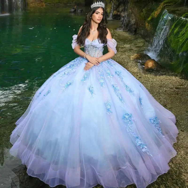 Customized baby blue Quinceanera Dresses Off the Shoulder Diamond Appliques Flower Corset Vestidos De 15 Anos De
Customized baby blue Quinceanera Dresses Off the Shoulder Diamond Appliques Flower Corset Vestidos De 15 Anos De