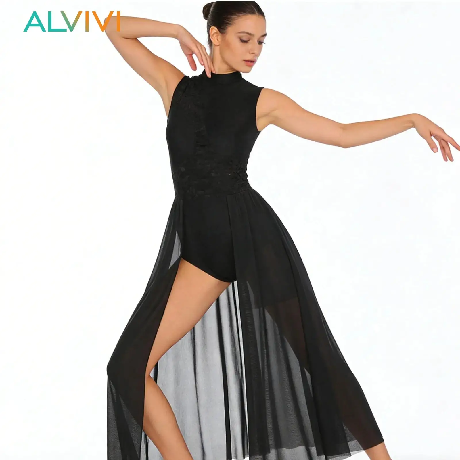 Womens Ladies Sheer Mesh Ballet Lyrical Dance Dress Lace Splicing Performance Costume Ballet Contemporary Dance Gown Dancewear
Womens Ladies Sheer Mesh Ballet Lyrical Dance Dress Lace Splicing Performance Costume Ballet Contemporary Dance Gown Dancewear