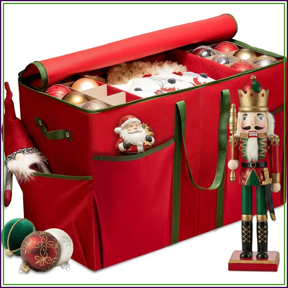 Large Christmas Ornament Storage Box Holds 80 3" Ornaments with Dividers, Durable Red Container for Figurines & Accessories
Large Christmas Ornament Storage Box Holds 80 3" Ornaments with Dividers, Durable Red Container for Figurines & Accessories