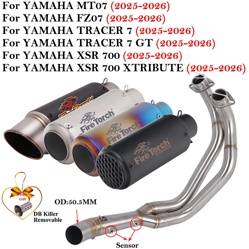 For YAMAHA MT07 FZ07 TRACER 7 GT XSR 700 XTRIBUTE 2025 2026 Motorcycle Exhaust Escape Front Link Pipe DB Killer Carbon Muffler
For YAMAHA MT07 FZ07 TRACER 7 GT XSR 700 XTRIBUTE 2025 2026 Motorcycle Exhaust Escape Front Link Pipe DB Killer Carbon Muffler