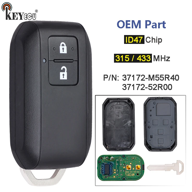 KEYECU 315MHz / 433MHz ID47 Chip 37172-52R00 / 37172-M55R40 OEM Remote Key Fob for Suzuki Ertida Vitara Wagon R Swift 2017-2020
KEYECU 315MHz / 433MHz ID47 Chip 37172-52R00 / 37172-M55R40 OEM Remote Key Fob for Suzuki Ertida Vitara Wagon R Swift 2017-2020