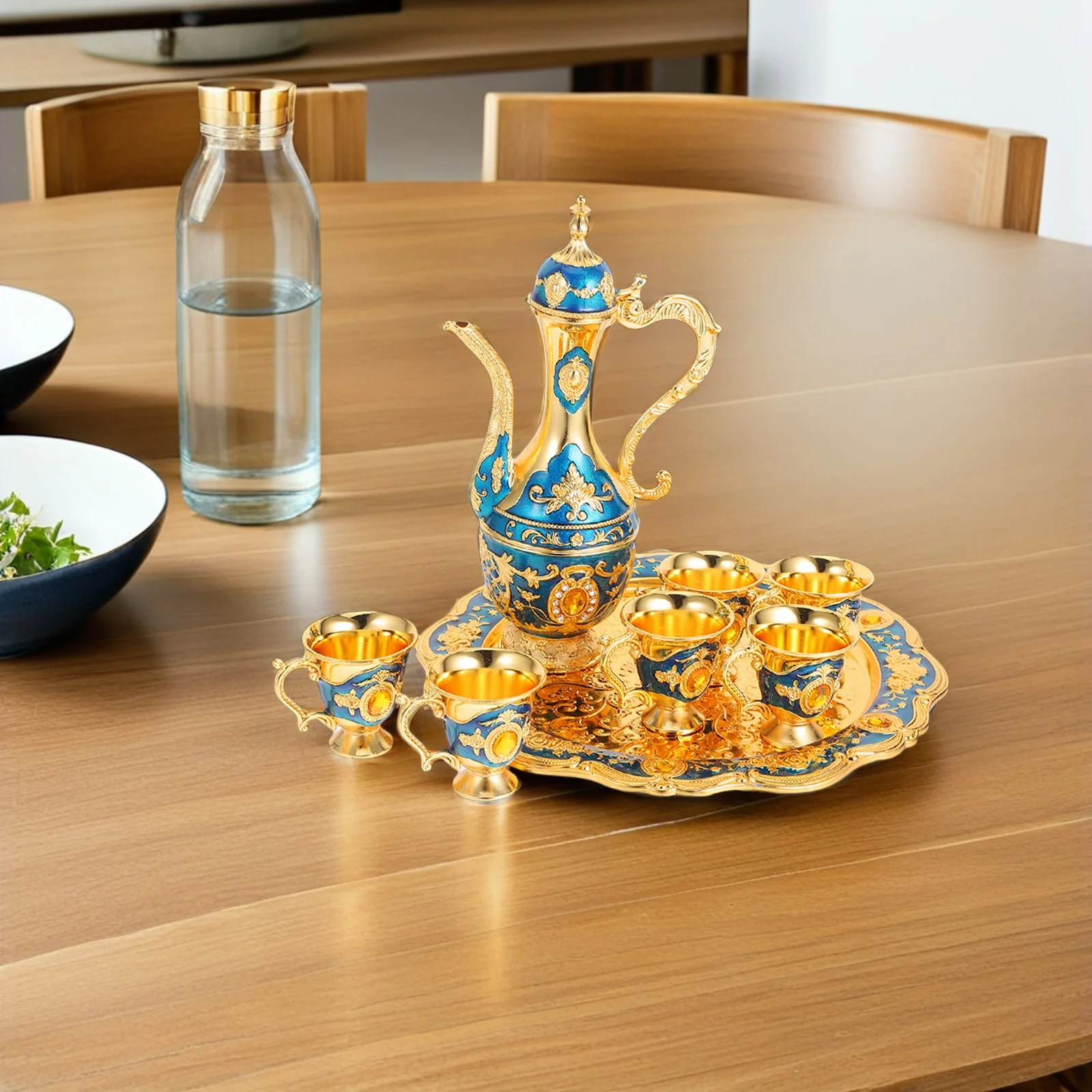 1Set Vintage Embossed Metal Goblet Set 250ml Decanter 30ml Cups Tray Palace Style Drinking Vessel for Formal Gathering Wedding
1Set Vintage Embossed Metal Goblet Set 250ml Decanter 30ml Cups Tray Palace Style Drinking Vessel for Formal Gathering Wedding