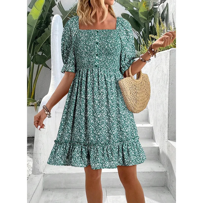 Women's Summer Dress Floral Print Puff Sleeve High Waist Backless Casual Vacation Dresses
Women's Summer Dress Floral Print Puff Sleeve High Waist Backless Casual Vacation Dresses