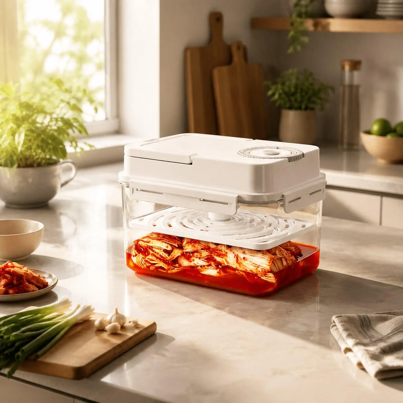 Kimchi Press Ferment Storage Container with Press Plate Sauerkraut Fermenting Container Pickle Jar for Pickles and Vegetables
Kimchi Press Ferment Storage Container with Press Plate Sauerkraut Fermenting Container Pickle Jar for Pickles and Vegetables