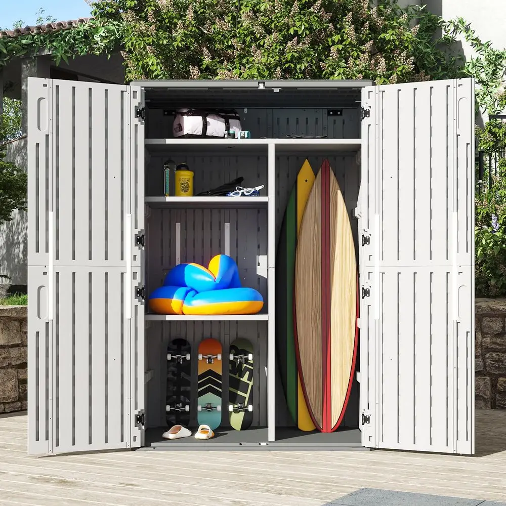 64 Cu.Ft Outdoor Storage Shed with Shelving Kit and Floor, Waterproof Horizontal Resin Cabinet for Trash Cans, Lawn Mowers, Gen
64 Cu.Ft Outdoor Storage Shed with Shelving Kit and Floor, Waterproof Horizontal Resin Cabinet for Trash Cans, Lawn Mowers, Gen