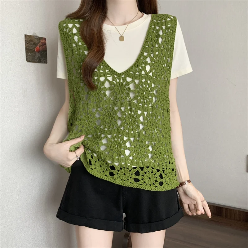 Ladies Loose Fit V-Neck Hook Embroidery Hollow out Tank Top Summer Outerwear Acetate Fabric Cotton 100% Casual Style Jacket
Ladies Loose Fit V-Neck Hook Embroidery Hollow out Tank Top Summer Outerwear Acetate Fabric Cotton 100% Casual Style Jacket