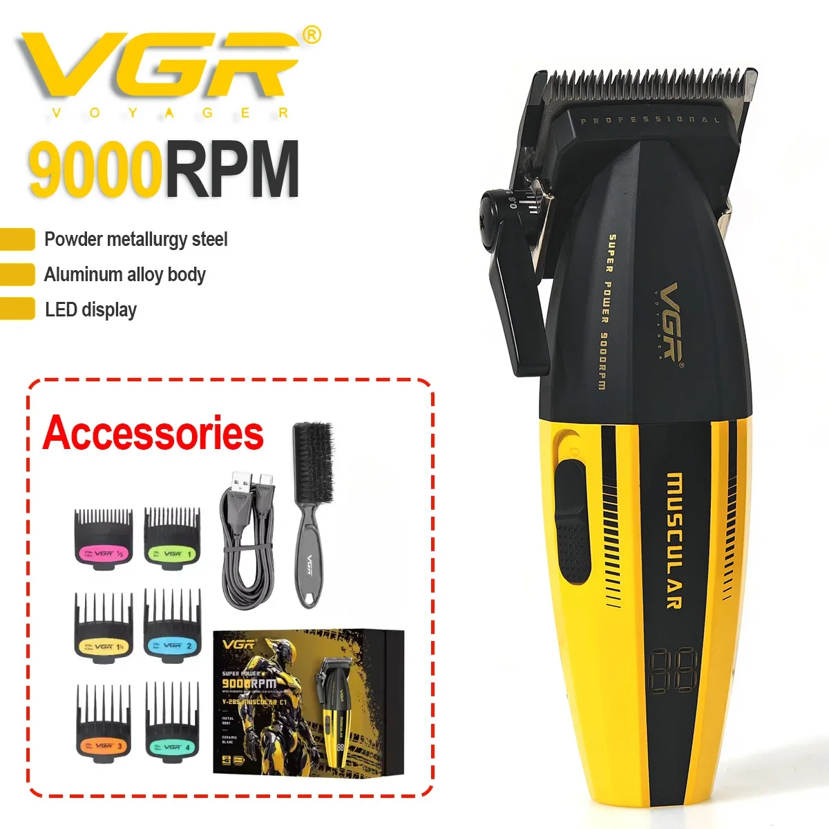 VGR V-285 Hair Clippers Professional High Power Motor Barber Clippers 9000RPM Hair Cutting Machine Adjustable Trimmer for Men
VGR V-285 Hair Clippers Professional High Power Motor Barber Clippers 9000RPM Hair Cutting Machine Adjustable Trimmer for Men