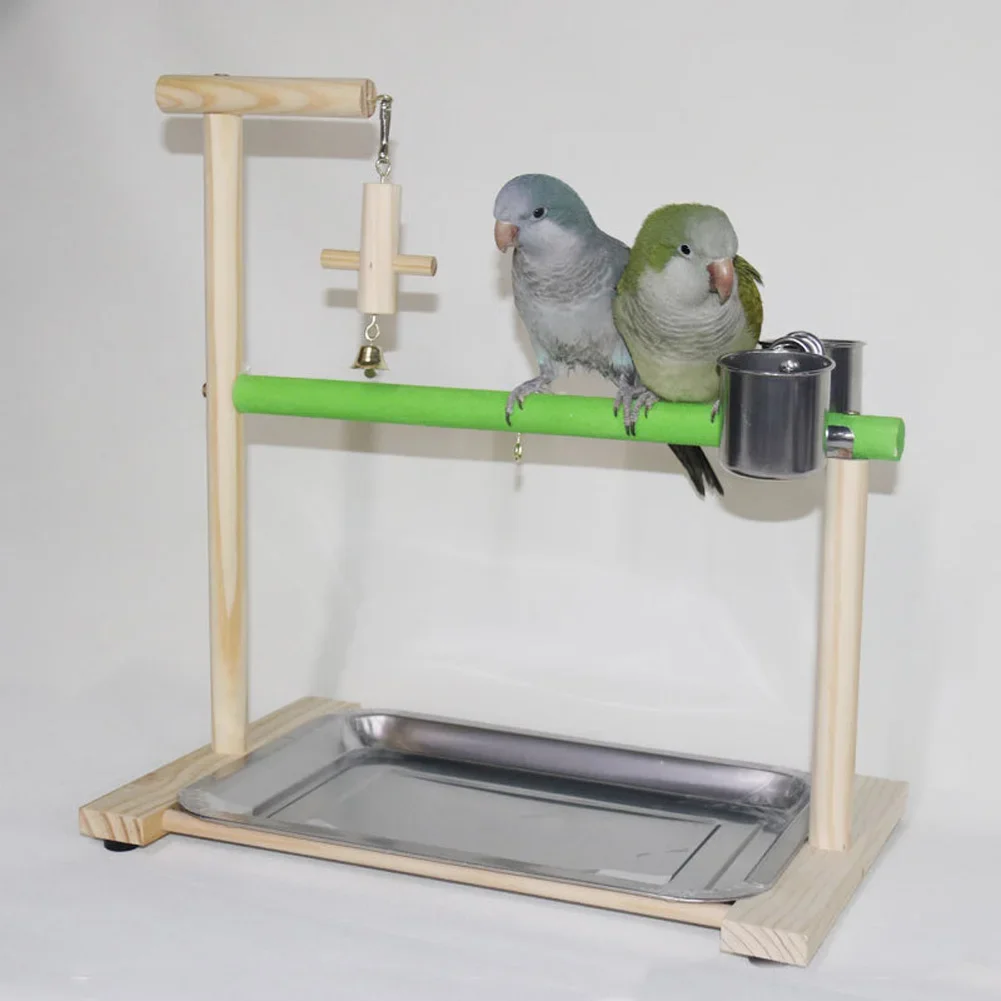 Bird Perch Stand Parrot Wood Stand Rack with Bell Toy Feeding Cups Birds Food Dispenser Feeding Trays Bird Playground
Bird Perch Stand Parrot Wood Stand Rack with Bell Toy Feeding Cups Birds Food Dispenser Feeding Trays Bird Playground