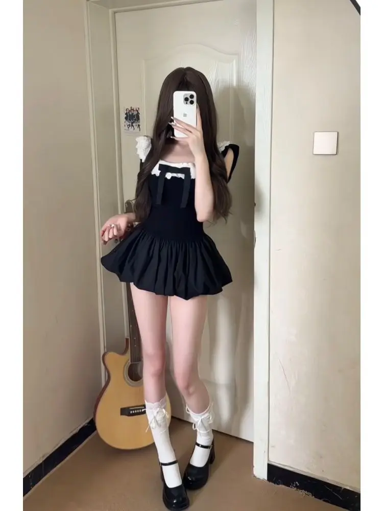 Japanese Dark Gothic Lolita Dresses Women Vintage Lace Patchwork O Neck Bow Slim Party Dress Summer Y2k Mini Princess Dresses
Japanese Dark Gothic Lolita Dresses Women Vintage Lace Patchwork O Neck Bow Slim Party Dress Summer Y2k Mini Princess Dresses