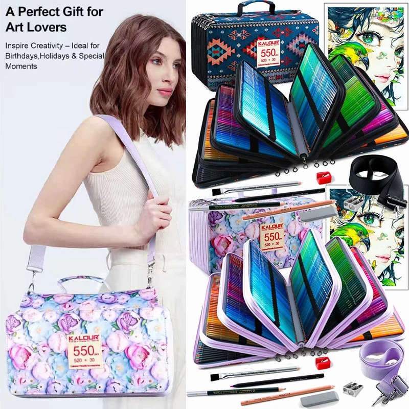 KALOUR 550pcs Colored Pencils Case Set Oil Based Quality Artist Drawing Kit Portable Adults Kids Blending Layering Art Supplies
KALOUR 550pcs Colored Pencils Case Set Oil Based Quality Artist Drawing Kit Portable Adults Kids Blending Layering Art Supplies