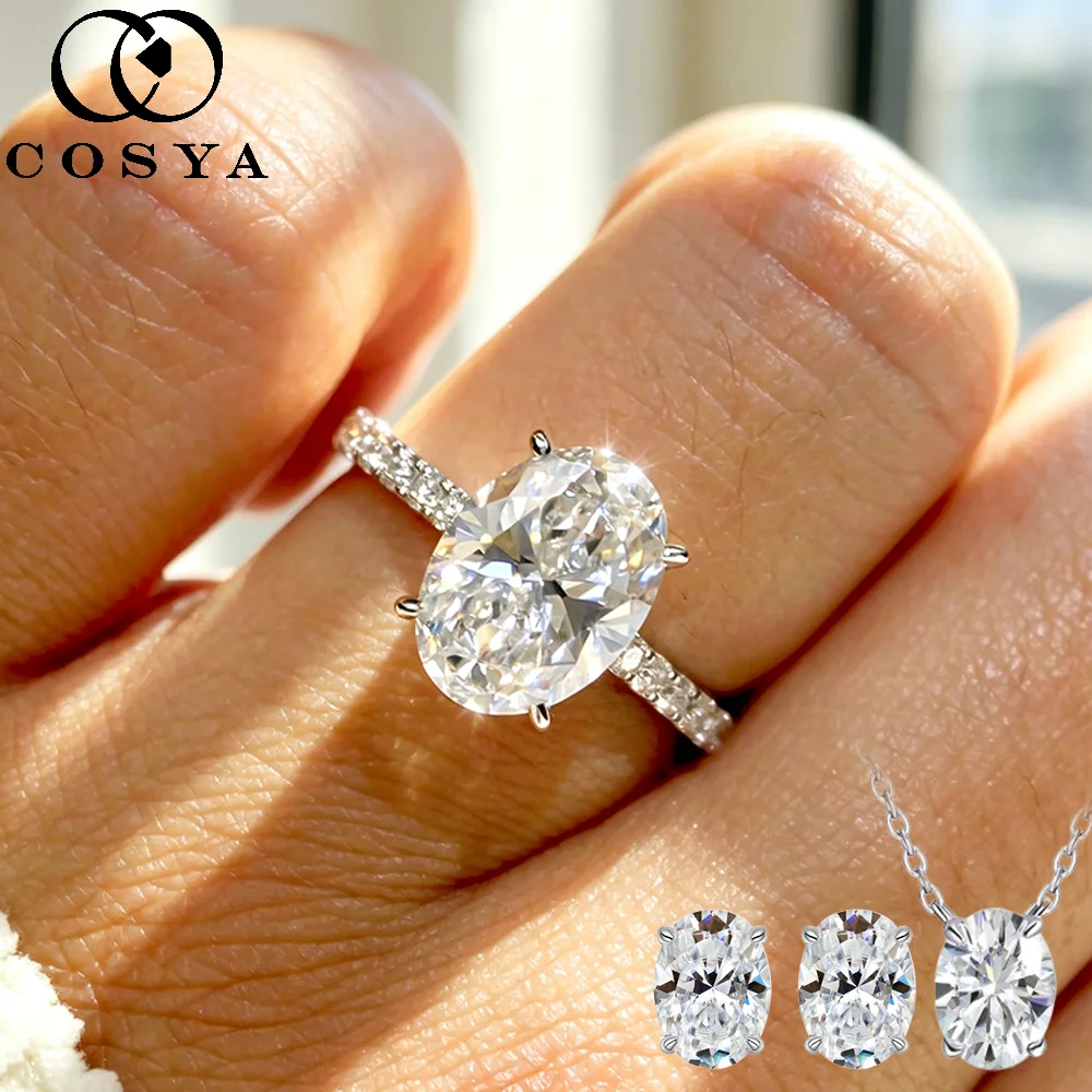 COSYA 1/2/3/4CT Oval Cut D Color Moissanite Solitaire Ring for Women 100% 925 Silver Certified Wedding Band Eternity Jewelry Set
COSYA 1/2/3/4CT Oval Cut D Color Moissanite Solitaire Ring for Women 100% 925 Silver Certified Wedding Band Eternity Jewelry Set