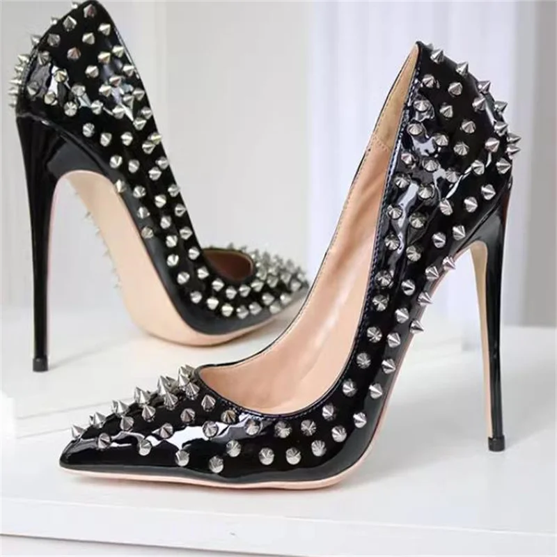 Rivets Shoes for Ladies Pointed Toes High Heels Studs Female Pumps Solid Tacones Patent Leather Chassure Femme Shallow Zapatos
Rivets Shoes for Ladies Pointed Toes High Heels Studs Female Pumps Solid Tacones Patent Leather Chassure Femme Shallow Zapatos