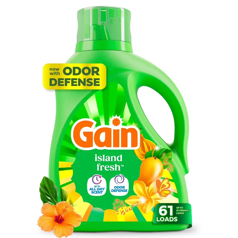 ICUTE-Gain Laundry Detergent Liquid, Now with Odor Defense, Island Fresh Scent, 81 fl oz, 61 Loads
ICUTE-Gain Laundry Detergent Liquid, Now with Odor Defense, Island Fresh Scent, 81 fl oz, 61 Loads