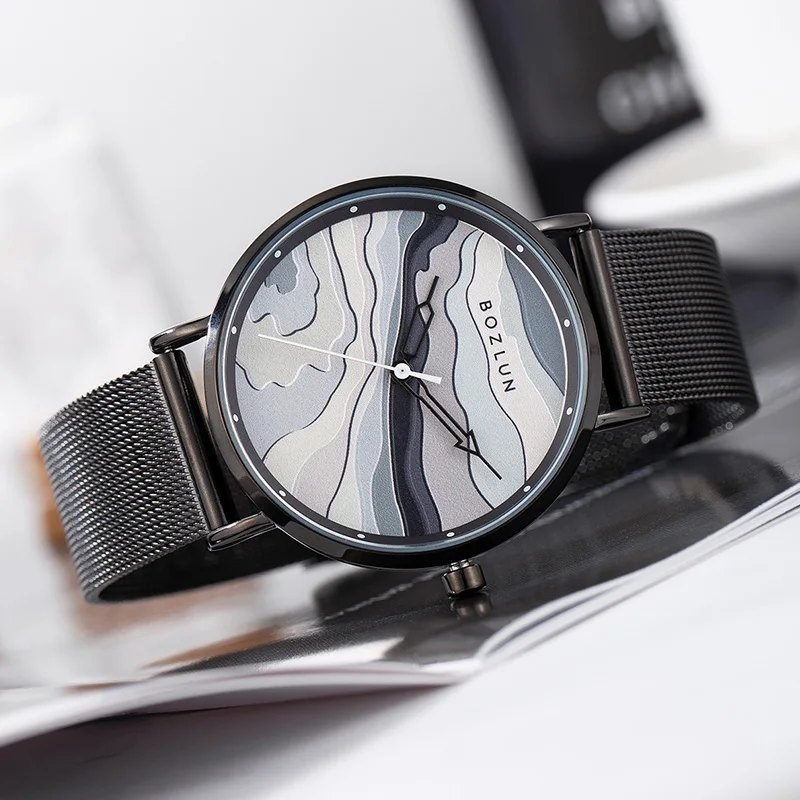 BOZLUN креативные оригинальные кварцевые часы для мужчин и женщин, индивидуальные нишевые дизайнерские наручные часы, модные водонепроницаемые часы Reloj Hombre
BOZLUN креативные оригинальные кварцевые часы для мужчин и женщин, индивидуальные нишевые дизайнерские наручные часы, модные водонепроницаемые часы Reloj Hombre