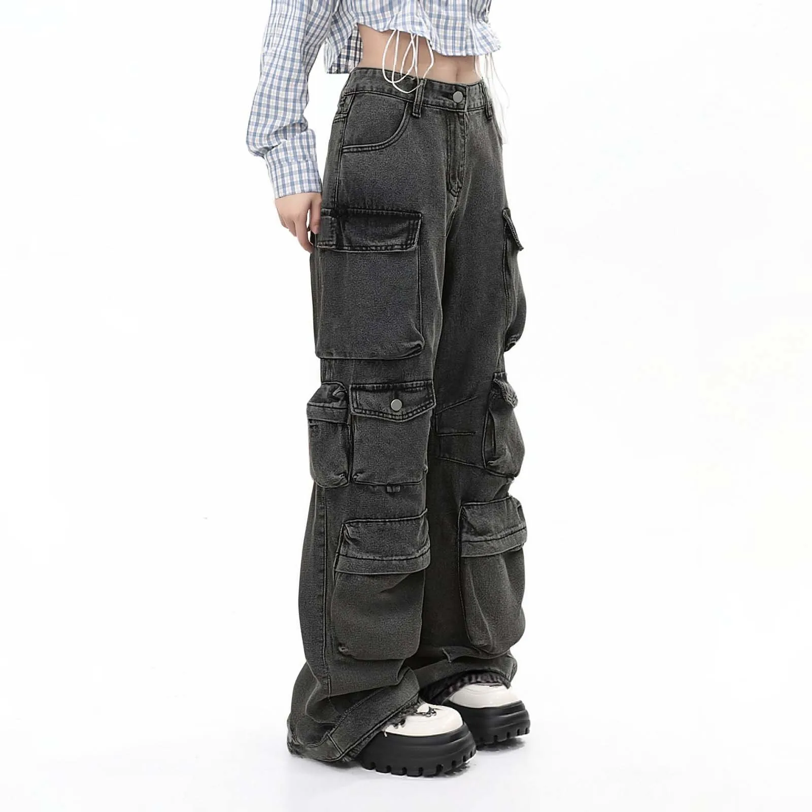 Multi Pockets Women's Cargo Jeans Pants Casual High Waist Baggy Denim Trousers Streetwear Floor Length Washed Versatile Jeans
Multi Pockets Women's Cargo Jeans Pants Casual High Waist Baggy Denim Trousers Streetwear Floor Length Washed Versatile Jeans