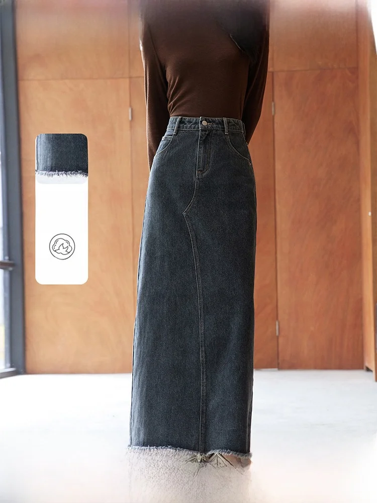 Fashionable High Waist Slimming Mid-Length A-Line Skirt Women's Denim Hemmed in Black And Grey New Arrival for the Season
Fashionable High Waist Slimming Mid-Length A-Line Skirt Women's Denim Hemmed in Black And Grey New Arrival for the Season