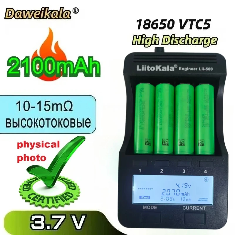 18650 Литиевая батарея 3,7 В 2000-2100 мАч Высокий ток 30 А | Модель VTC5/C5 | В комплект входит блок питания для отверток.
18650 Литиевая батарея 3,7 В 2000-2100 мАч Высокий ток 30 А | Модель VTC5/C5 | В комплект входит блок питания для отверток.